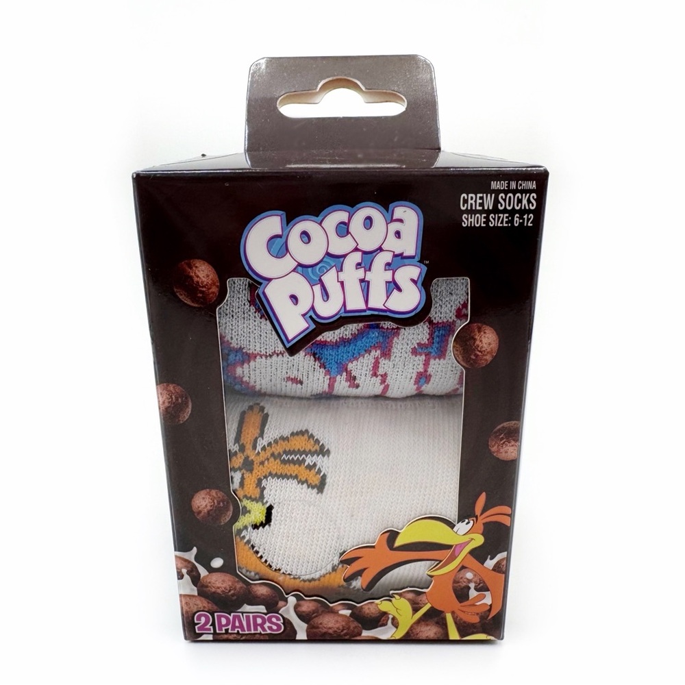 Cocoa Puffs Cereal Crew Socks Womens Mens 2 Pairs Sonny Mascot Fun Gift NWT New